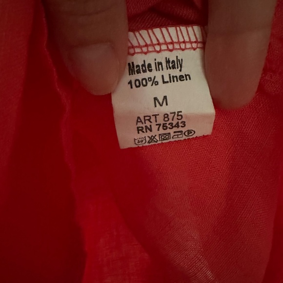 NWT - 100% Linen Coral Blouse - Terzo Millennio - Size M - Made in Italy - Picture 3 of 5
